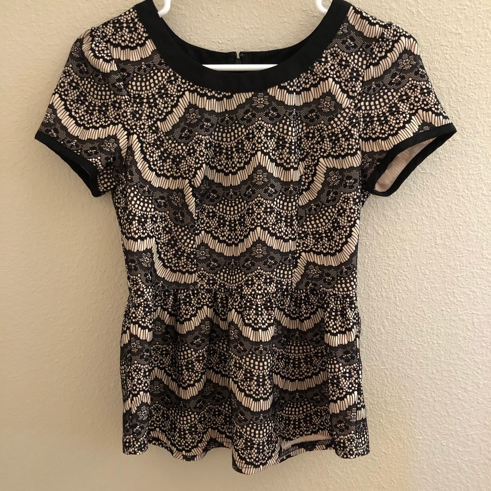 Skies are blue lace detail peplum top